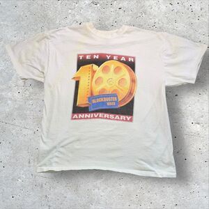 Vintage 90s Blockbuster Video 10 Year Anniversary T Shirt Hanes Beefy-T XL 46–48